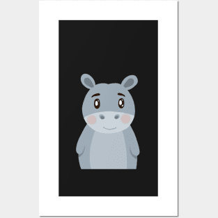 Baby Hippo Illustration Posters and Art